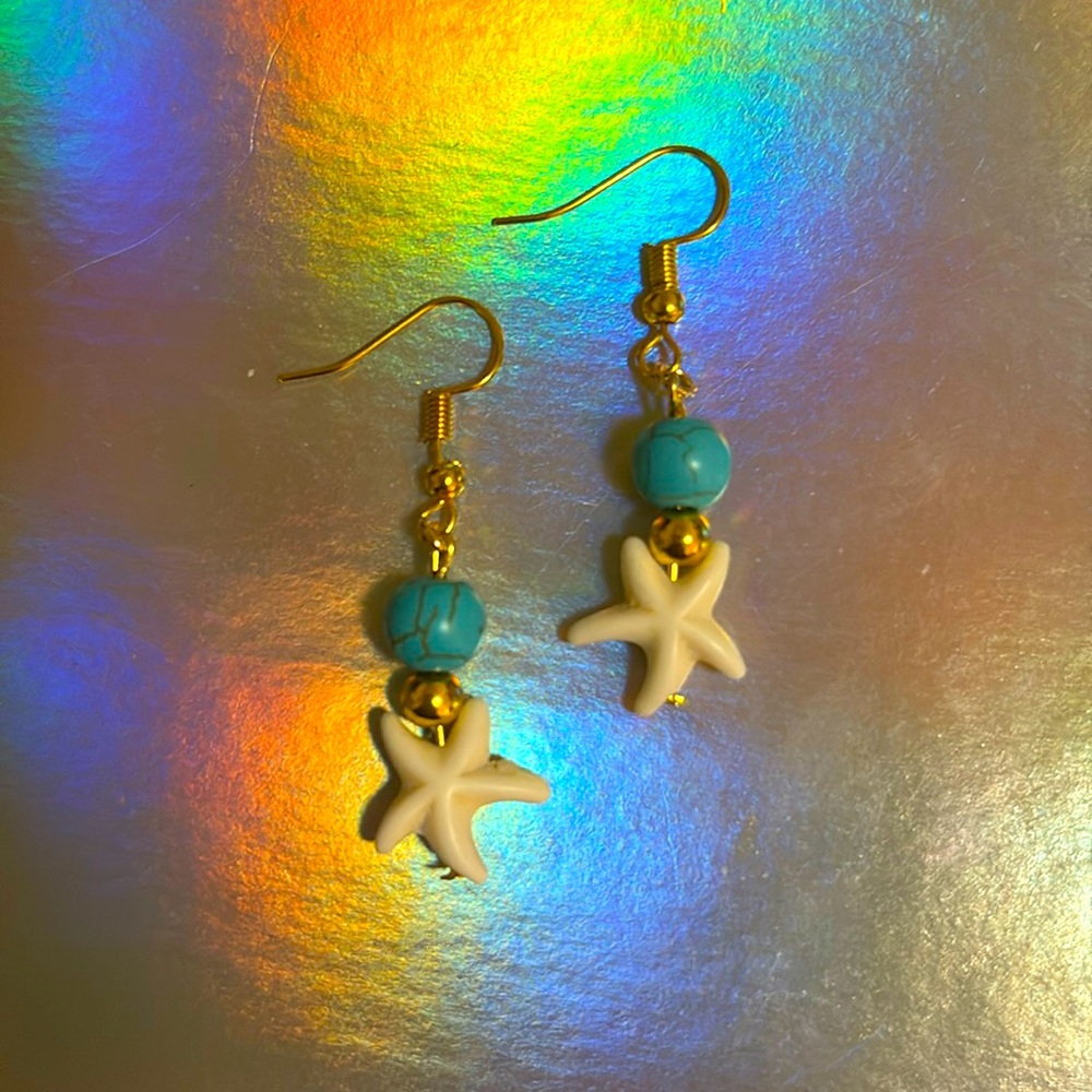 White Starfish Earrings